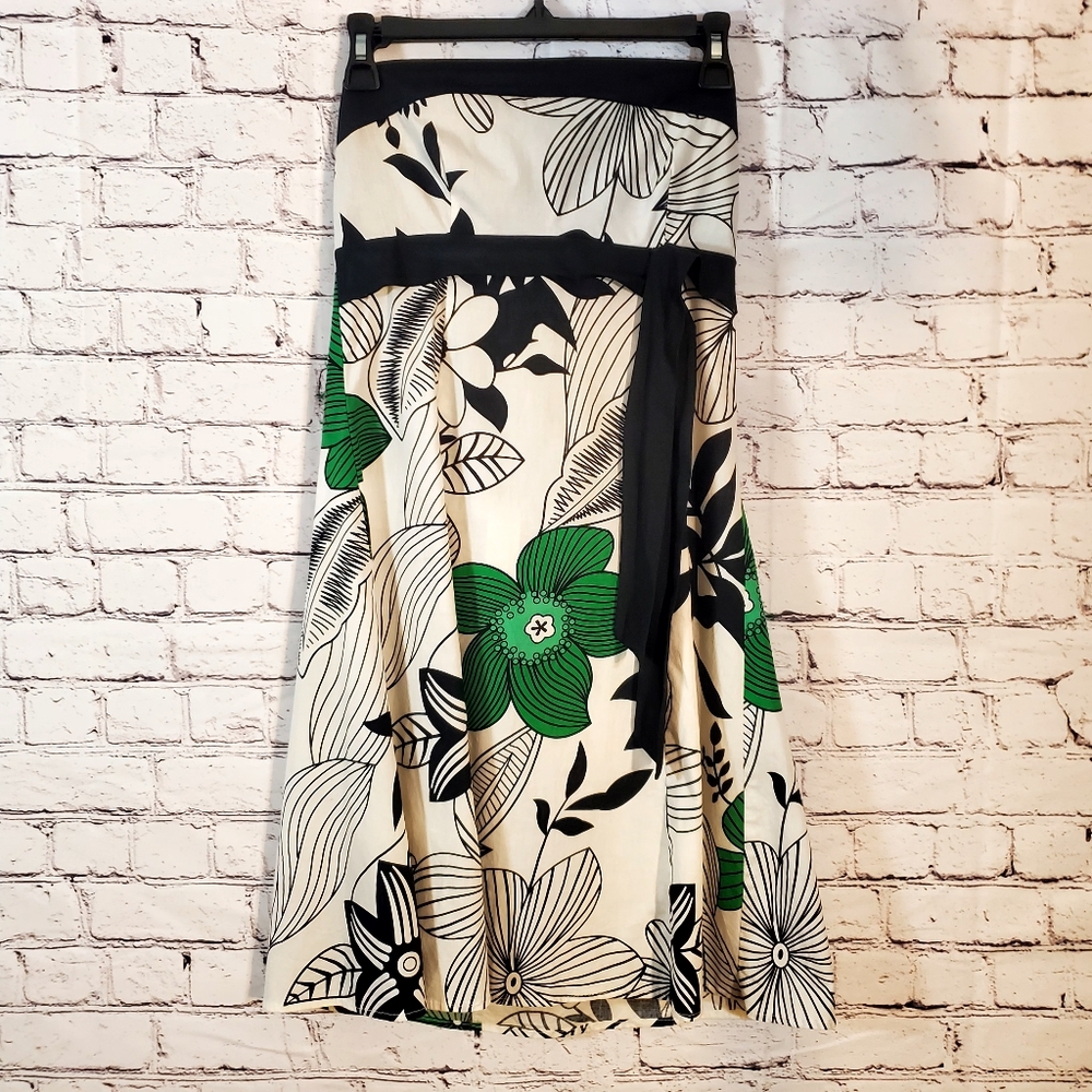 Jessica Black White Green Strapless Floral Summer Dress Tie Waist Wedding Guest